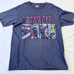 Marvel Hawkeye Retro Logo Comic Graphic Gray Short Sleeve T-Shirt Large